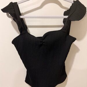 Black Ribbed Women's Top
